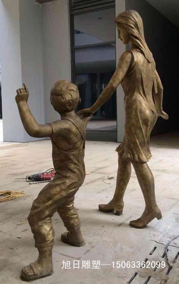 母子出行铸铜、锻铜雕塑